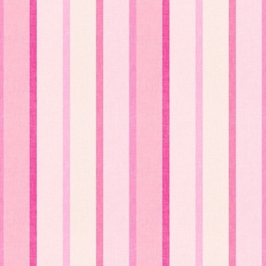 Textured hickory stripes in gradient bright pastel pink hues / girls nursery playroom / pinstripe