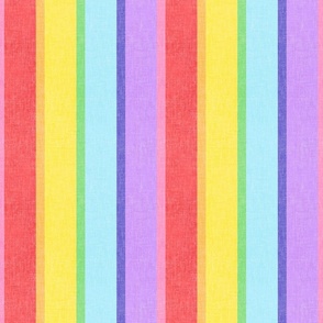 Rainbow stripe / textured distressed canvas linen for playful cheery vintage kids