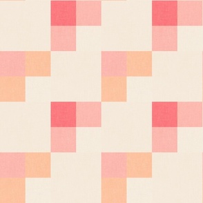 Fun geometric square arrows / abstract gingham / broken plaid peach pink