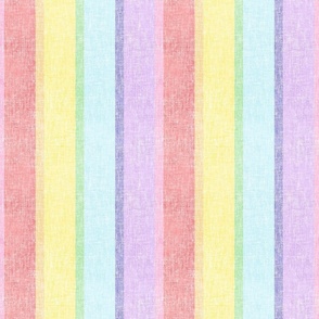 Heavily textured distressed canvas rainbow stripe for playful cheery vintage kids