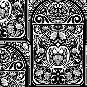 Midnight Garden - Art Nouveau Inspired Pattern