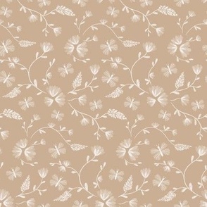 Beige wildflowers. Floral kids clothes. Neutral monotone flowers. Nursery wildflowers.