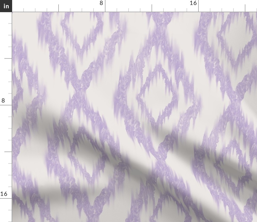 Traditional Lavender Ikat Diamonds on Off-White Background