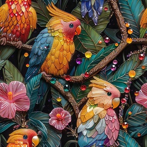 Dreamy Jeweled Love Birds