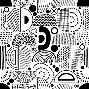 Hand drawn black and white abstract pattern
