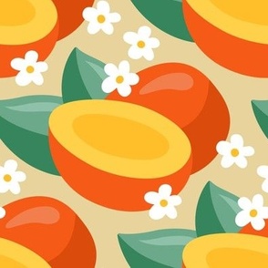 3147 D - colorful tropical fruits / mango / peach / plum