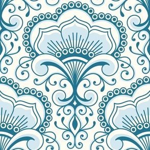 3158 B Large - decorative floral ornaments / lace, blue