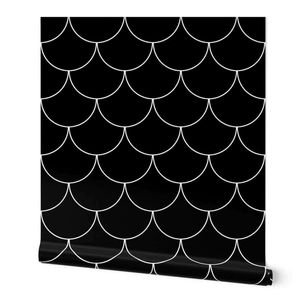 Black and White Mermaid Scale Pattern