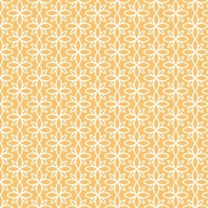 Honey Yellow and White Modern Geometric Flower Pattern Tile Small Scale