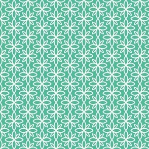 Fresh Green and White Modern Geometric Flower Pattern Tile Small Scale