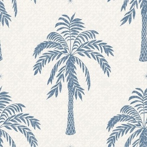 Modern Tropical Meads Bay Palm Denim Blue Large Scale