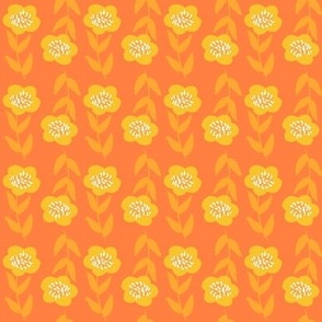 Retro Simple Orange and Yellow Floral Two Tone Daisy Flower