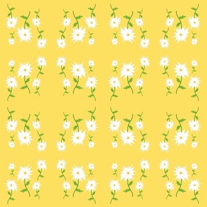 Dancing Daisy Circles - white on buttercup yellow 