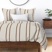 Classic simple modern farmhouse stripes. Rust brown on off white.large