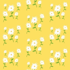 Dancing Daisy diagonals - white on buttercup yellow 