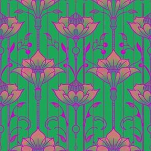 green art deco floral neon