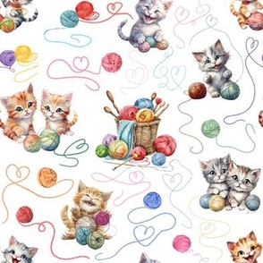 Playful Kittens Love Yarn