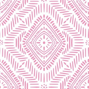 Boho Medallion/Pink On White