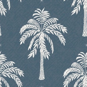 Modern Tropical Meads Bay Palm Midnight Navy Large Scale