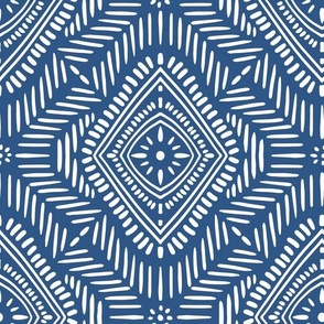 boho medallion/white on navy blue