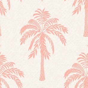 Modern Tropical Meads Bay Palm Coral Pink, Large Scale