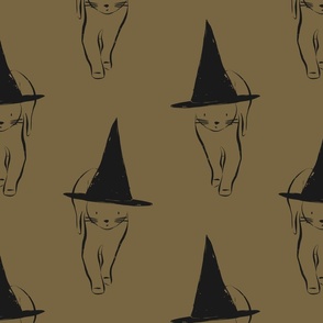 Jumbo Black Cats with Witch Hats (Green)(24")