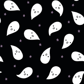 (L) Cute Halloween Ghosts on Black