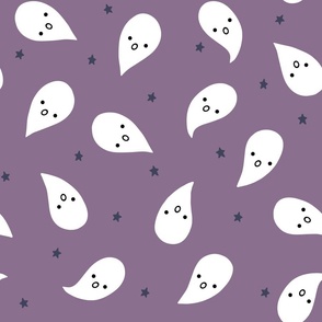 (L) Cute Halloween Ghosts on Purple