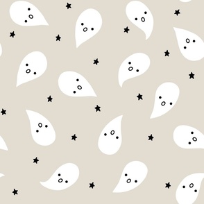 (L) Cute Halloween Ghosts on  Creme