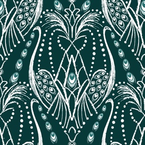 Peacock Panache an elaborate and abstract Vintage Glamour gold metallic wallpaper