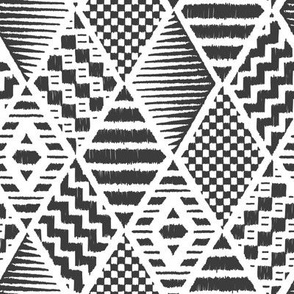 Ethnic Tribal Argyle black and white Pattern