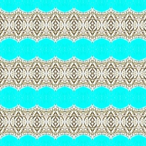 Silver scalloped turquoise stripes 