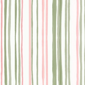 Hand-Drawn Stripes in Pinks and Greens (Picnic Collection)