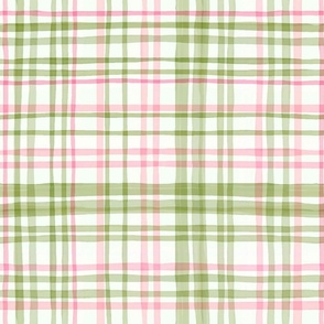 Hand-Drawn Plaid in Pinks and Greens (Picnic Collection)