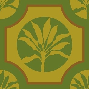 MAROC Tropical Ti Exotic Botanical Plants Geometric Mosaic Tiles in Lime Leaf Green - MEDIUM Scale - UnBlink Studio by Jackie Tahara