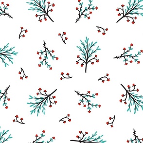 Berry Branch Floral Pattern