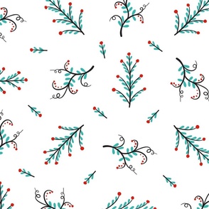 Berry Branch Floral Pattern