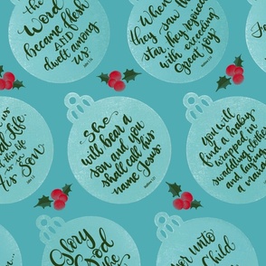 Scripture Christmas Ornaments Blue