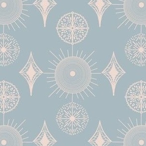 Celestial Geometry: Vintage Sun, Stars, Offshore Mist, Malted Pink, Small 