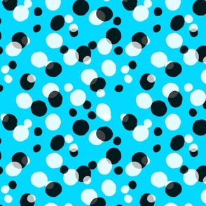 Neon Blue Black Irregular Dots