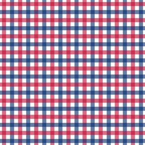 S. Red blue white plaid, US patriotic checkers, USA national gingham, small scale 