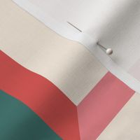 SMALL MODERN BOLD ART DECO MULTI COLOURED ARCHES-EMERALD GREEN-ORANGE RED-HOT PINK-EGGSHELL OFF WHITE