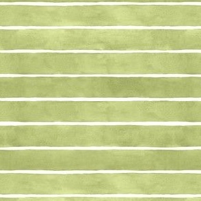Olive Green  Watercolor Stripes - Ditsy Scale - Broad Horizontal Stripes - Soft Baby Avocado Green