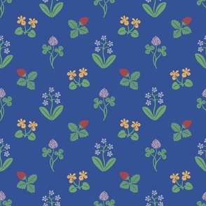 Wildflower Millefleur - Small - Sapphire Pond Blue & Sweet Berry Red - Spring Bloom