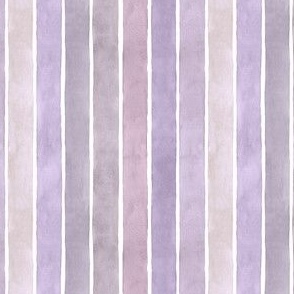 Shades of Lavender Watercolor Stripes - Ditsy Scale - Broad Wide Vertical Stripes - Soft pastel lilac purple