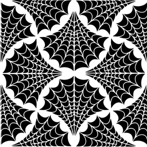 Art Deco Spider Web - L - Black on White