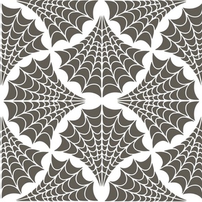 Art Deco Spider Web  - L - Dark Khaki on white