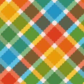   'Rainbow' Scalloped Gingham - Large Edition, Horizontal