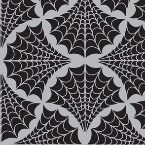 Art Deco Spider Web - L - Onyx Black on Gray