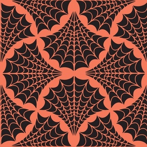 Cottagecore Spider Web - L - Onyx Black on apricot Orange